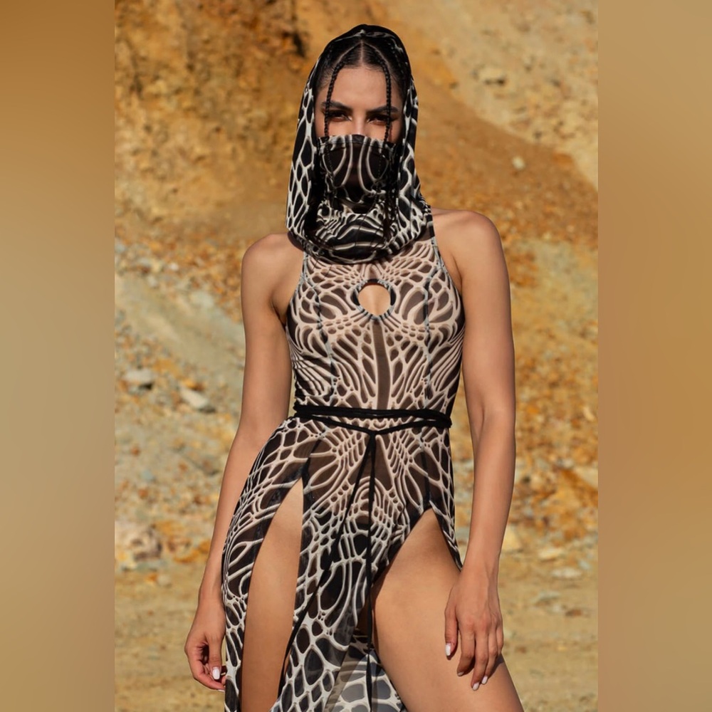 Bone Relic Hooded Maxi Dress